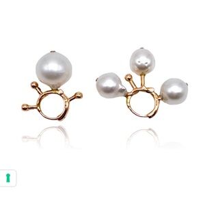 Lucifer Vir Honestus gorgeous, handmade 18kt Rose Gold Afro Earring with Pearls